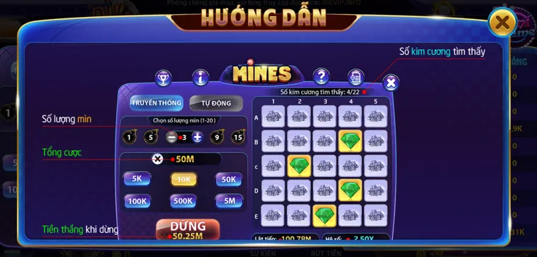 Minigame Mines Tại RikVip Thử Thách Bản Lĩnh Dò Mìn Thắng Lớn